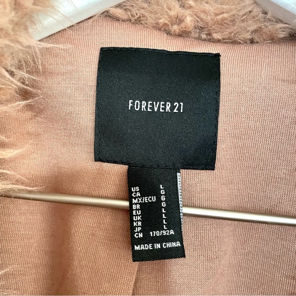 Forever 21 Camel Tan Open Front Collared Faux Fur Teddy Coat - Picture 7 of 8